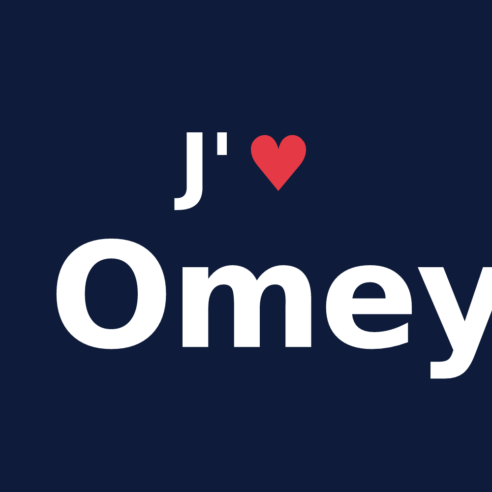 T-shirt personnalisé Omey — design « J'aime Omey » imprimé sur le t-shirt