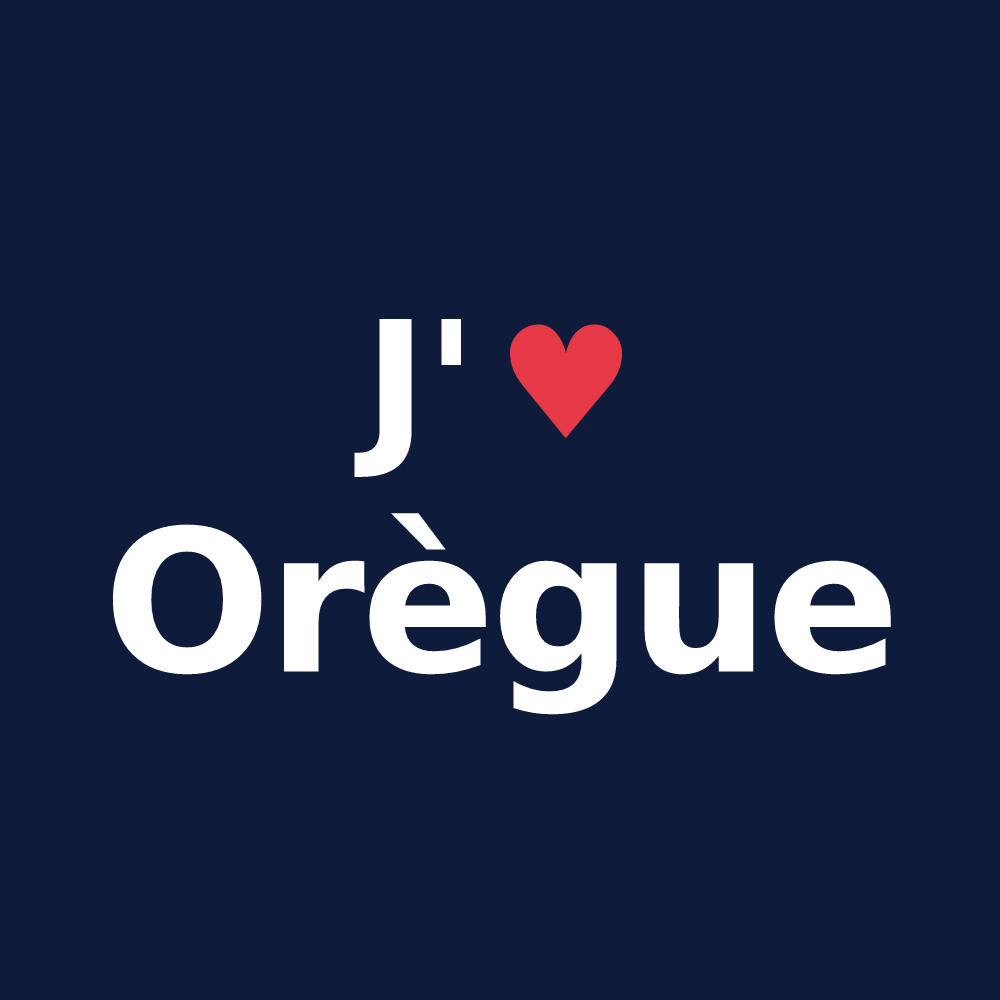 T-shirt personnalisé Orègue — design « J'aime Orègue » imprimé sur le t-shirt