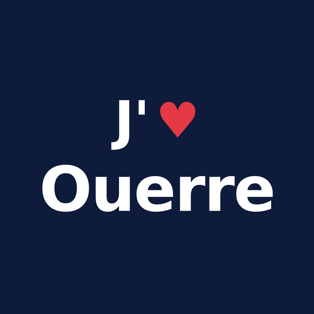 T-shirt personnalisé Ouerre — design « J'aime Ouerre » imprimé sur le t-shirt