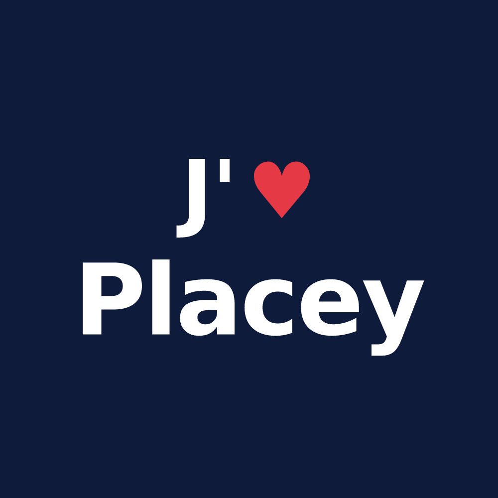 T-shirt personnalisé Placey — design J'aime Placey