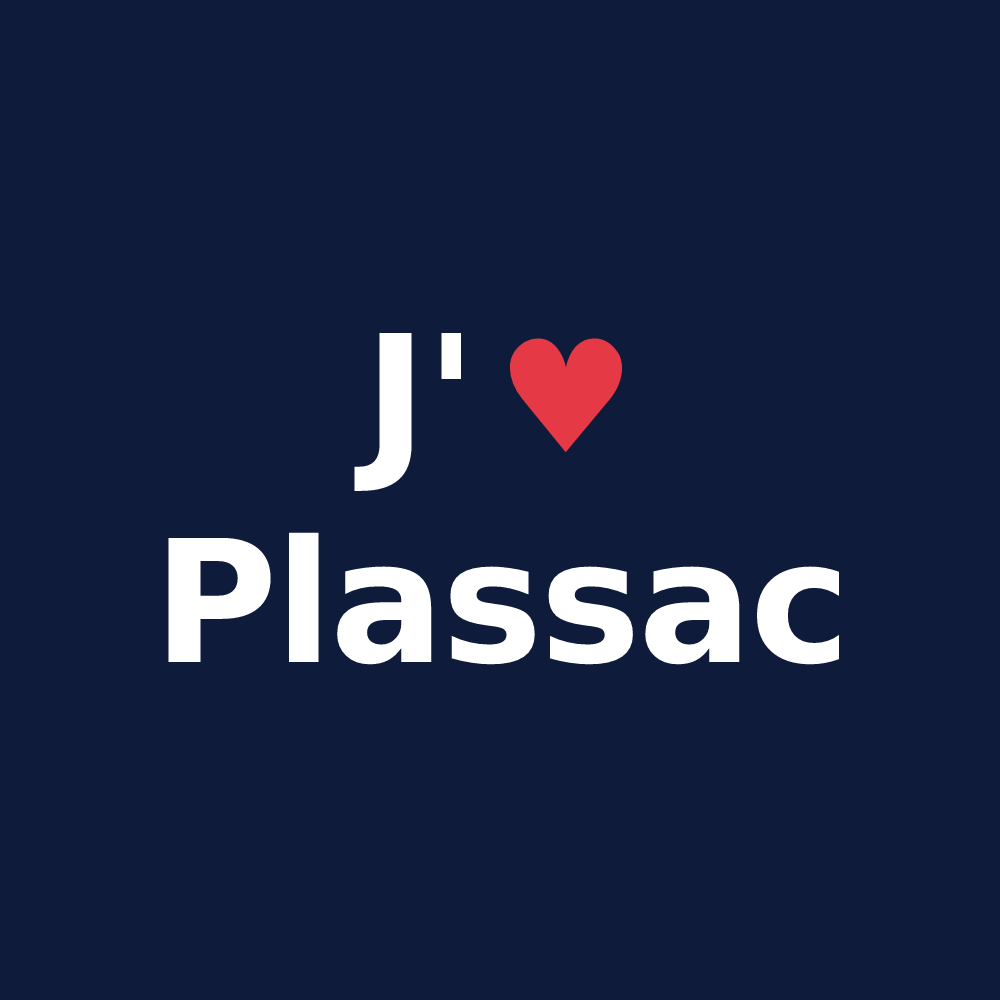 T-shirt personnalisé Plassac — design J'aime Plassac