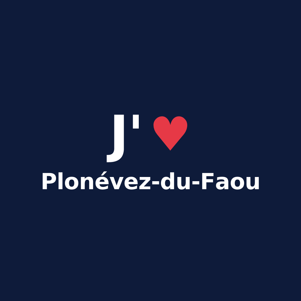 T-shirt personnalisé Plonévez-du-Faou — design J'aime Plonévez-du-Faou