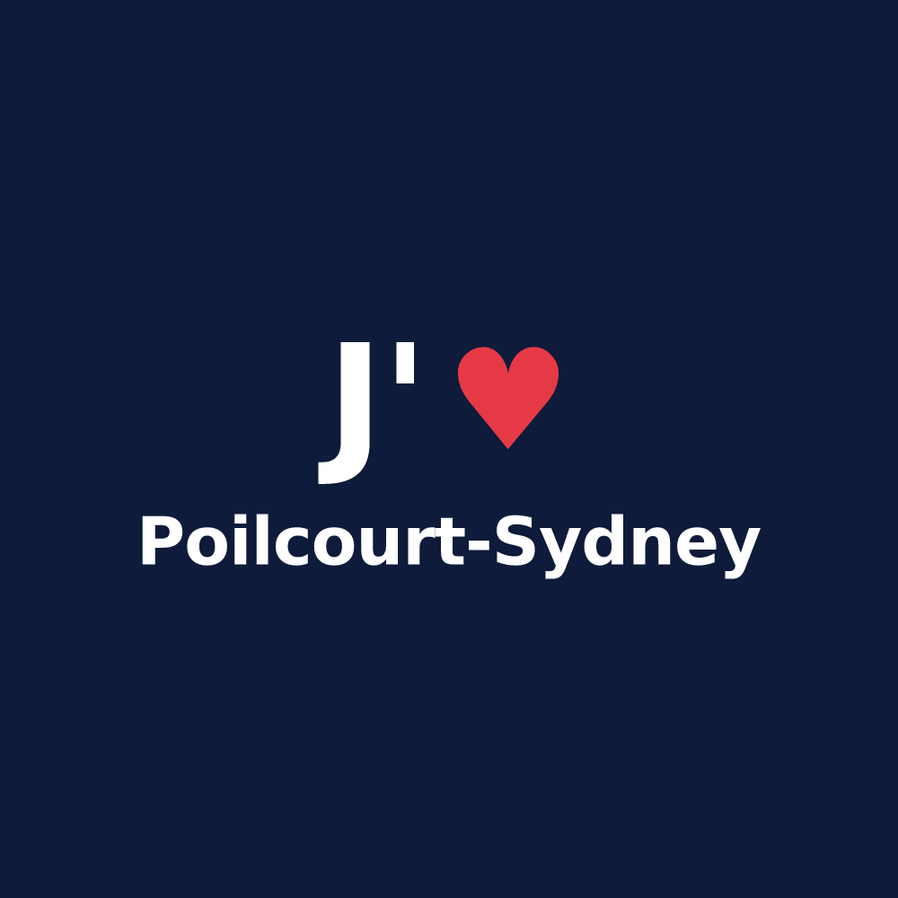 T-shirt personnalisé Poilcourt-Sydney — design « J'aime Poilcourt-Sydney » imprimé sur le t-shirt