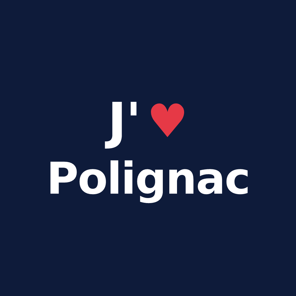 T-shirt personnalisé Polignac — design « J'aime Polignac » imprimé sur le t-shirt