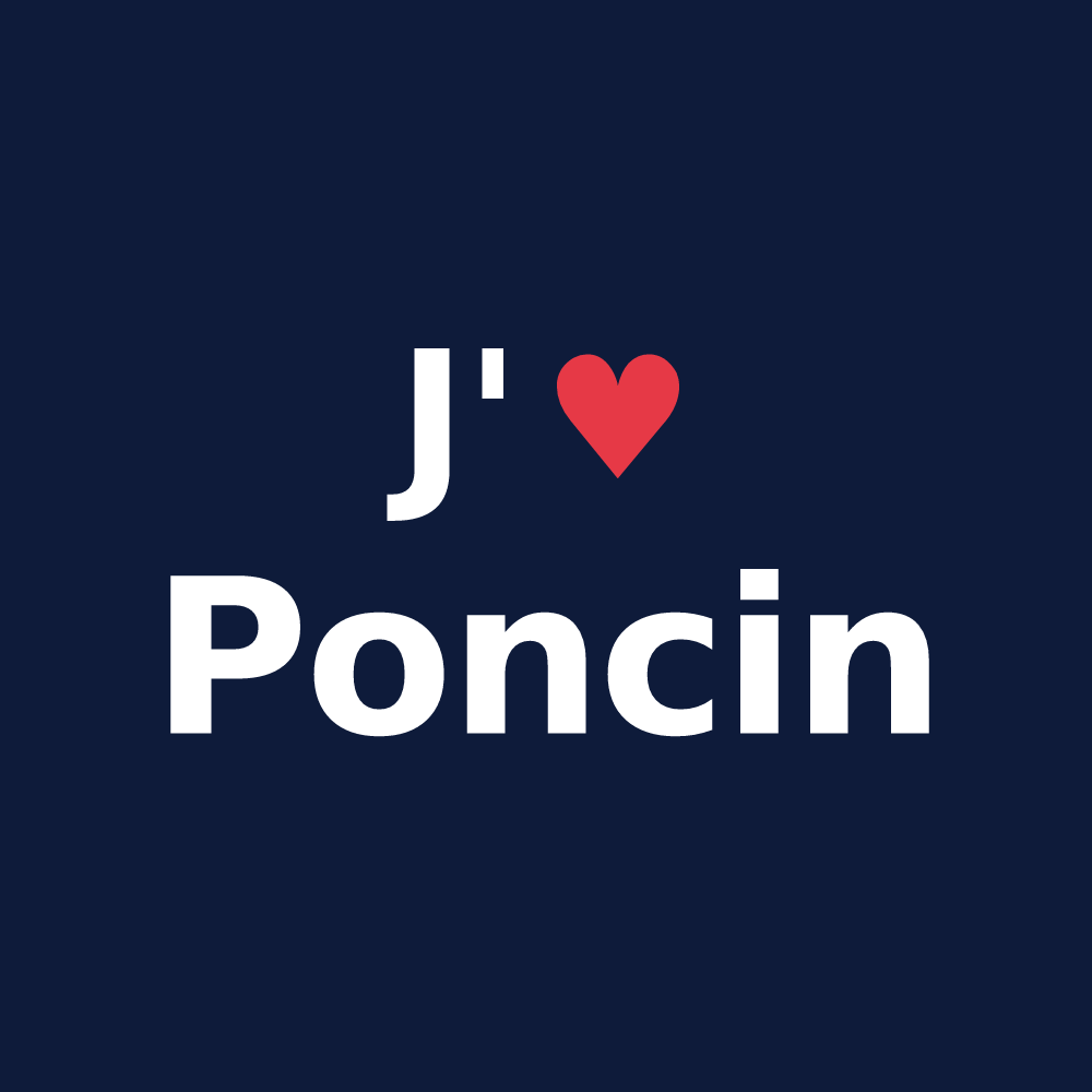 T-shirt personnalisé Poncin — design J'aime Poncin