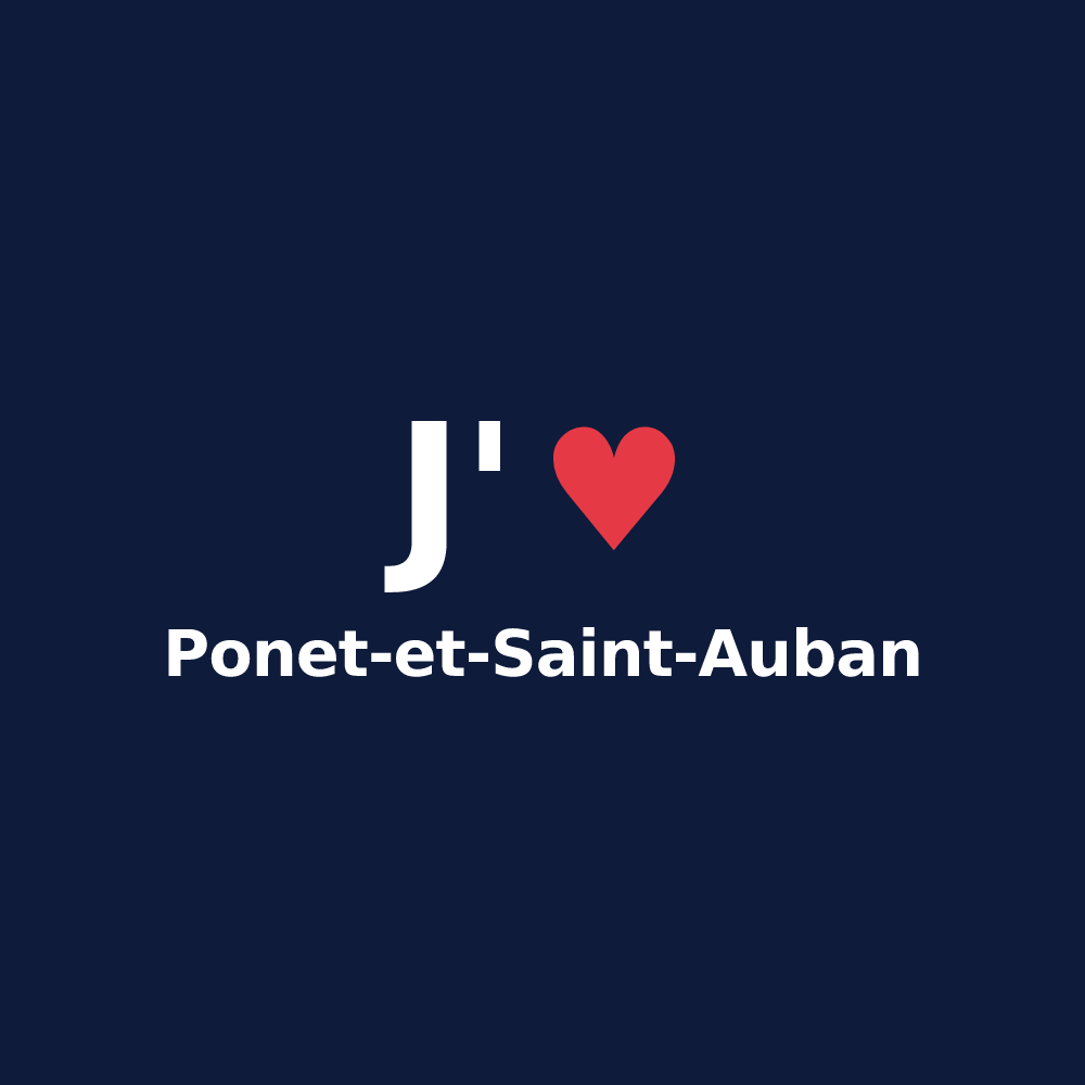 T-shirt personnalisé Ponet-et-Saint-Auban — design J'aime Ponet-et-Saint-Auban