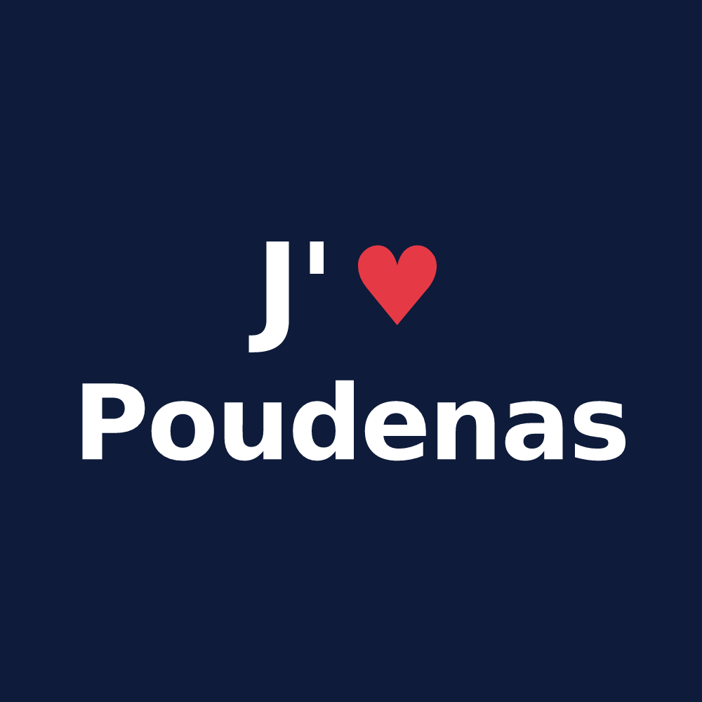 T-shirt personnalisé Poudenas — design J'aime Poudenas
