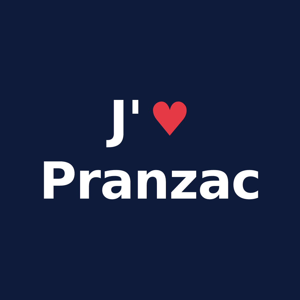 T-shirt personnalisé Pranzac — design J'aime Pranzac