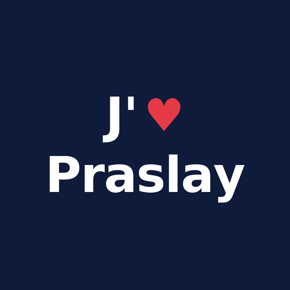 T-shirt personnalisé Praslay — design J'aime Praslay