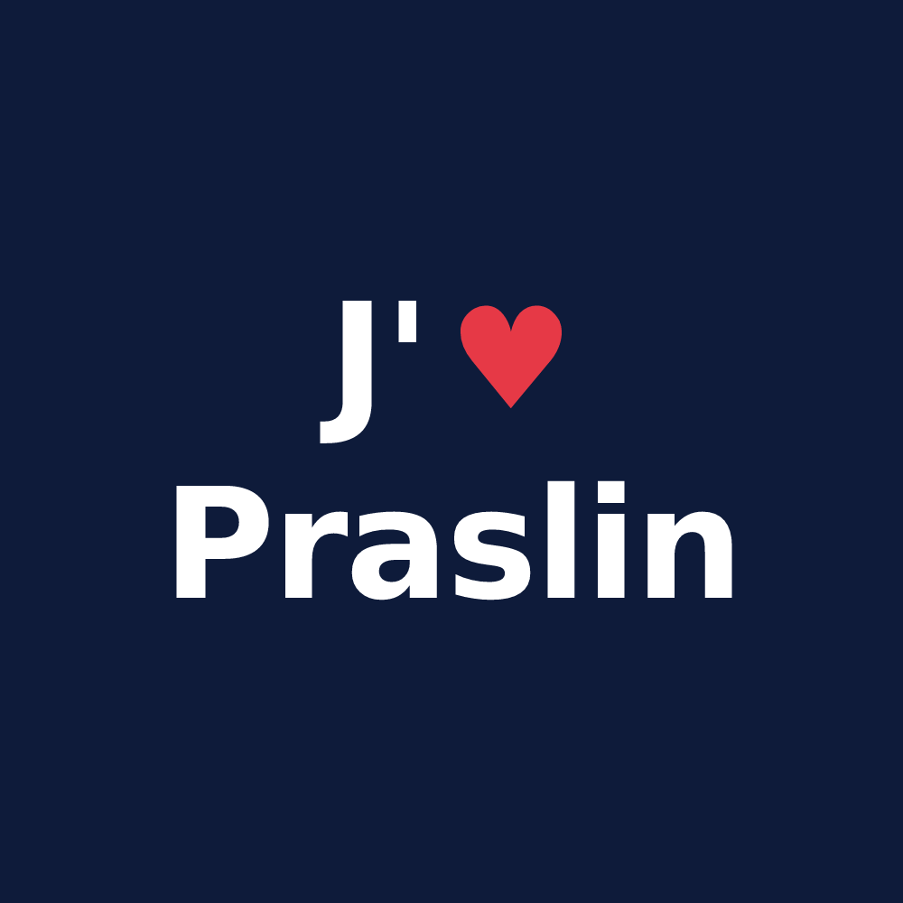 T-shirt personnalisé Praslin — design J'aime Praslin
