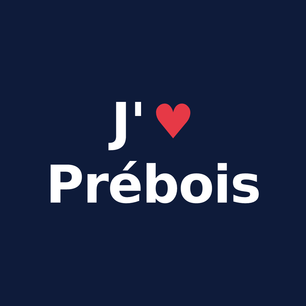T-shirt personnalisé Prébois — design J'aime Prébois