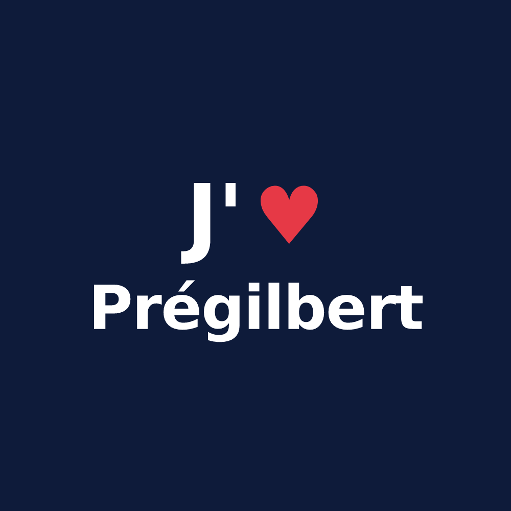 T-shirt personnalisé Prégilbert — design J'aime Prégilbert