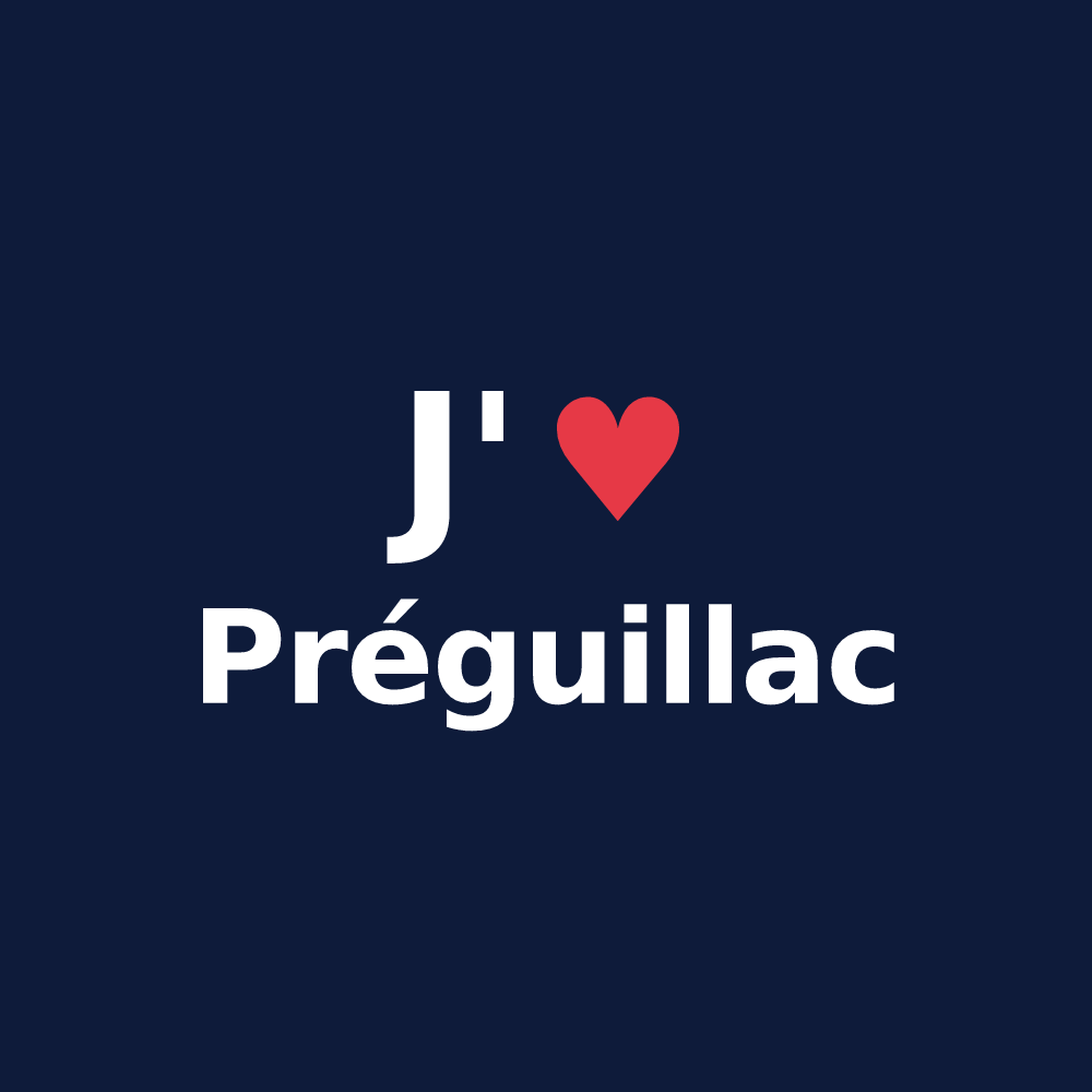 T-shirt personnalisé Préguillac — design J'aime Préguillac