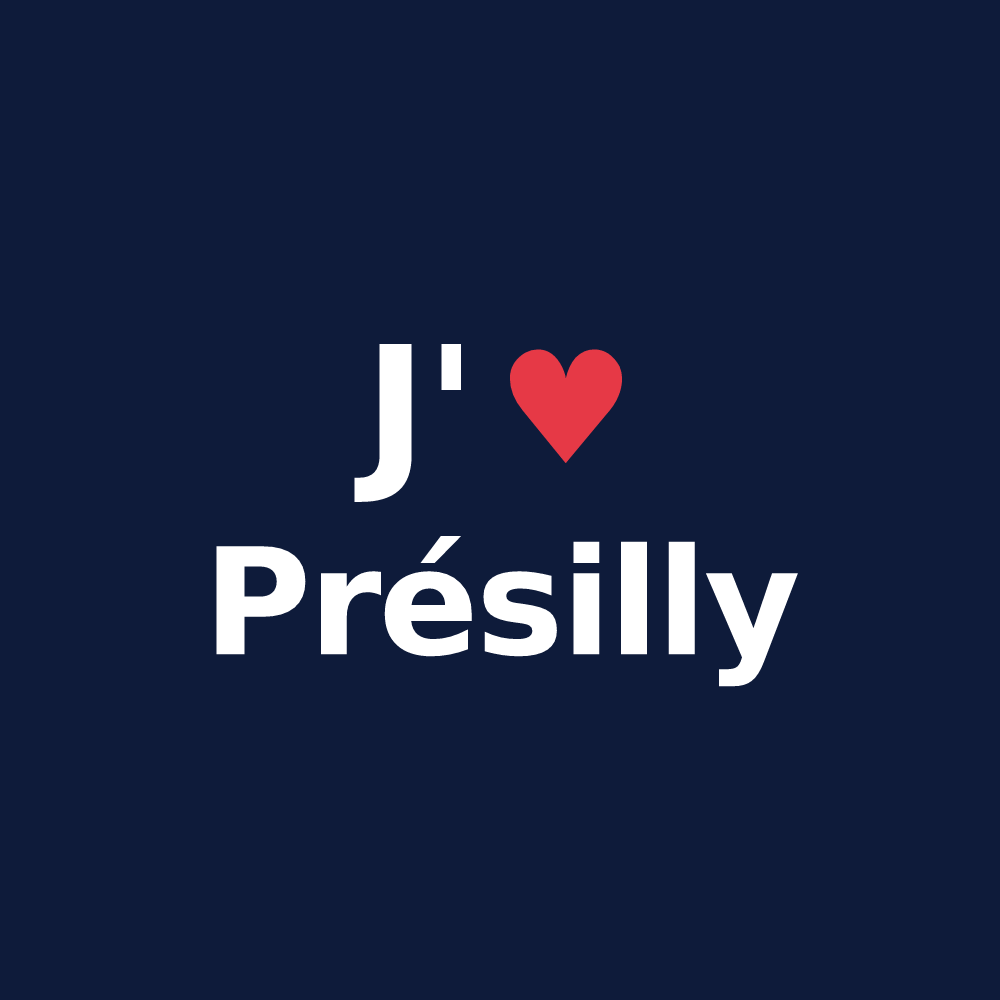 T-shirt personnalisé Présilly — design J'aime Présilly