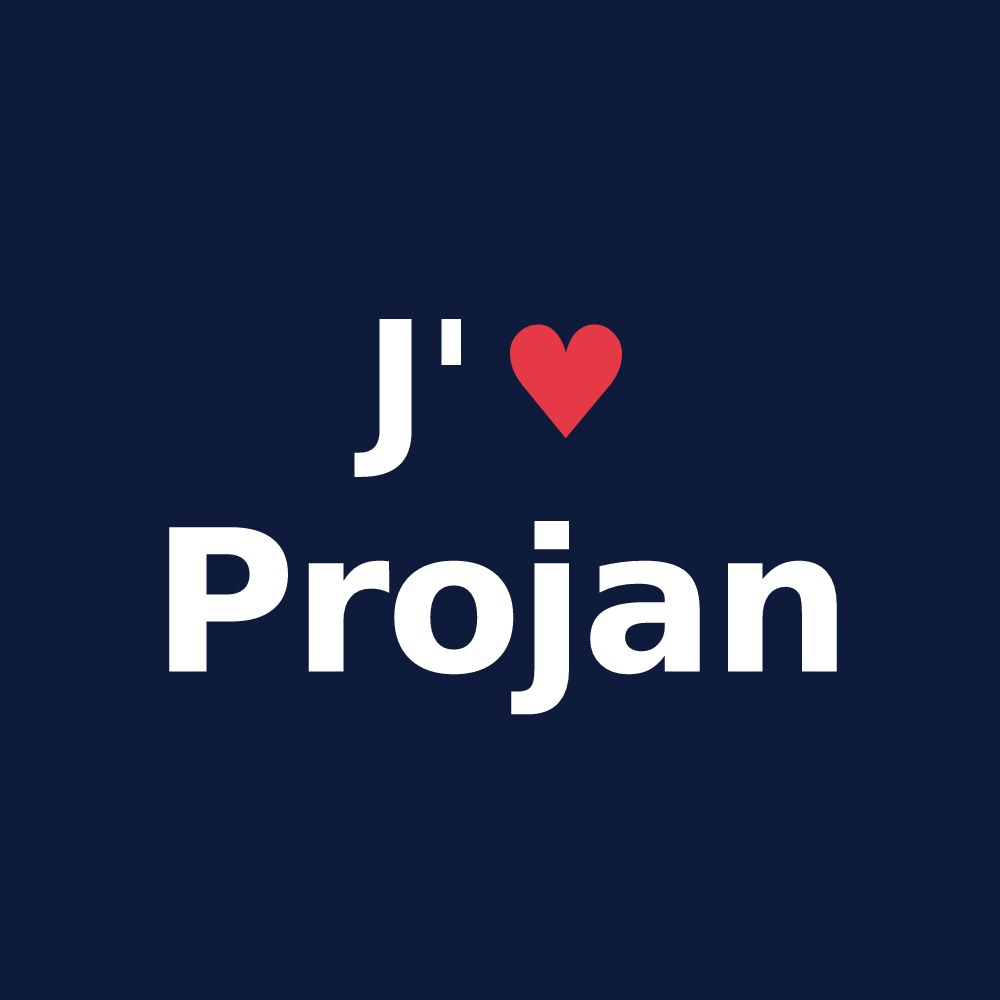 T-shirt personnalisé Projan — design « J'aime Projan » imprimé sur le t-shirt