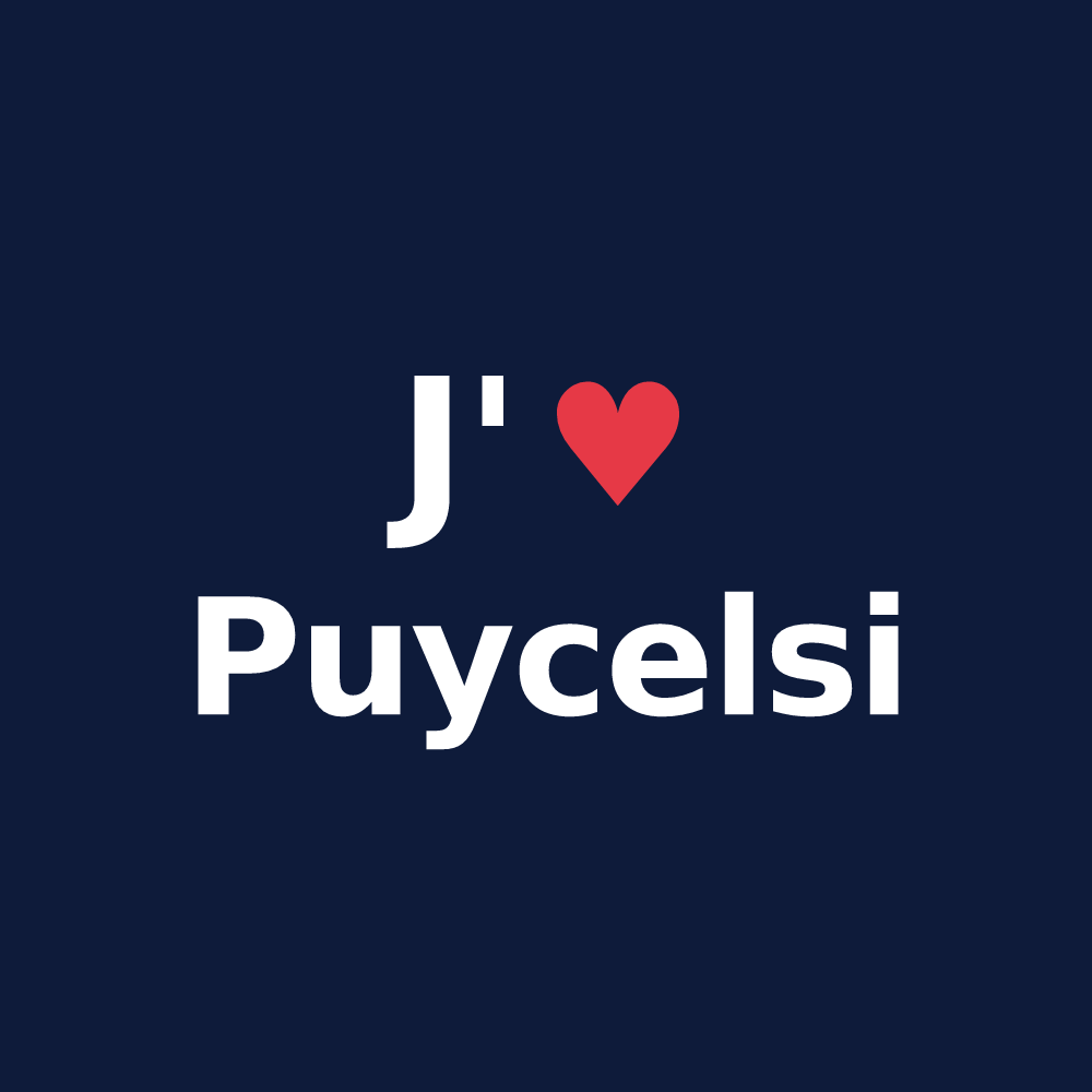 T-shirt personnalisé Puycelsi — design J'aime Puycelsi