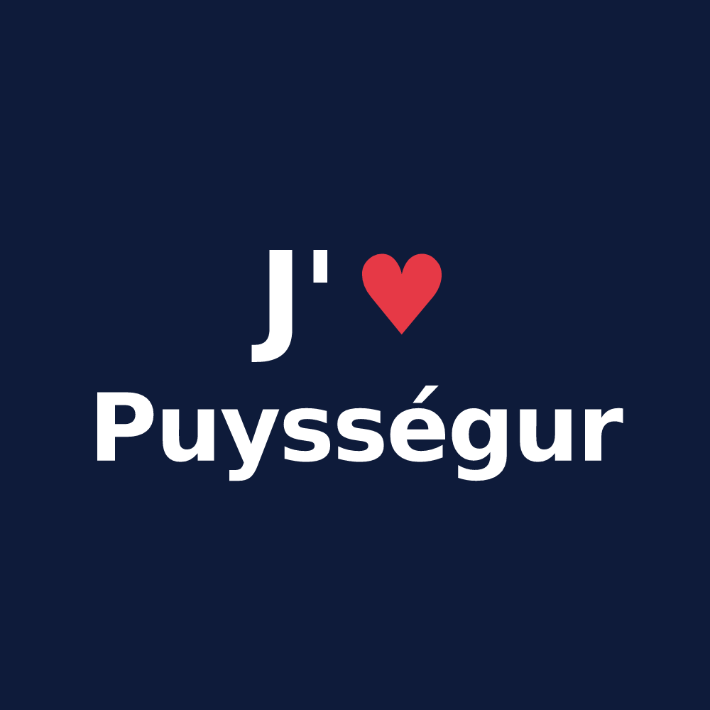 T-shirt personnalisé Puysségur — design « J'aime Puysségur » imprimé sur le t-shirt