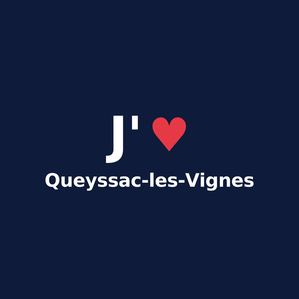 T-shirt personnalisé Queyssac-les-Vignes — design J'aime Queyssac-les-Vignes