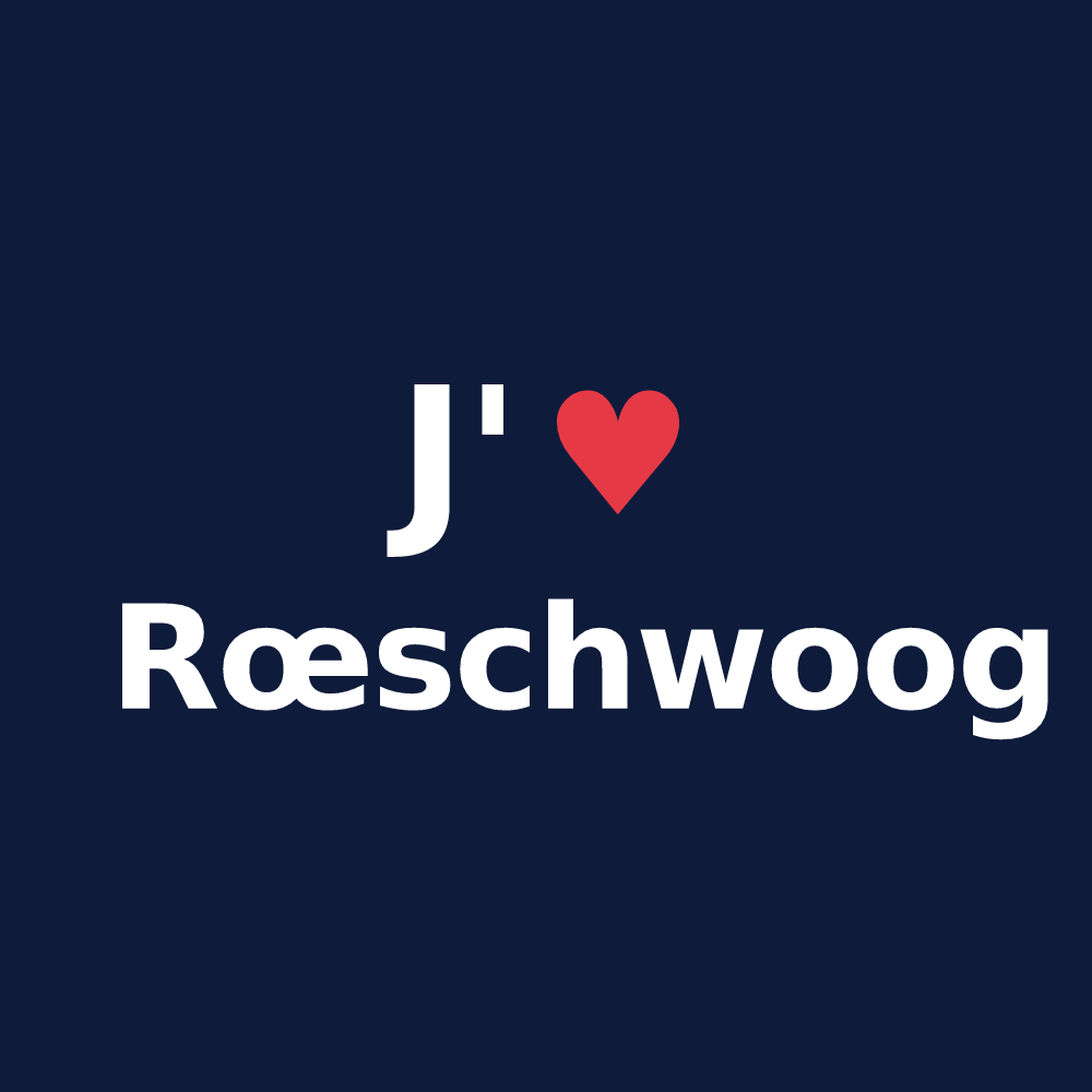 T-shirt personnalisé Rœschwoog — design J'aime Rœschwoog