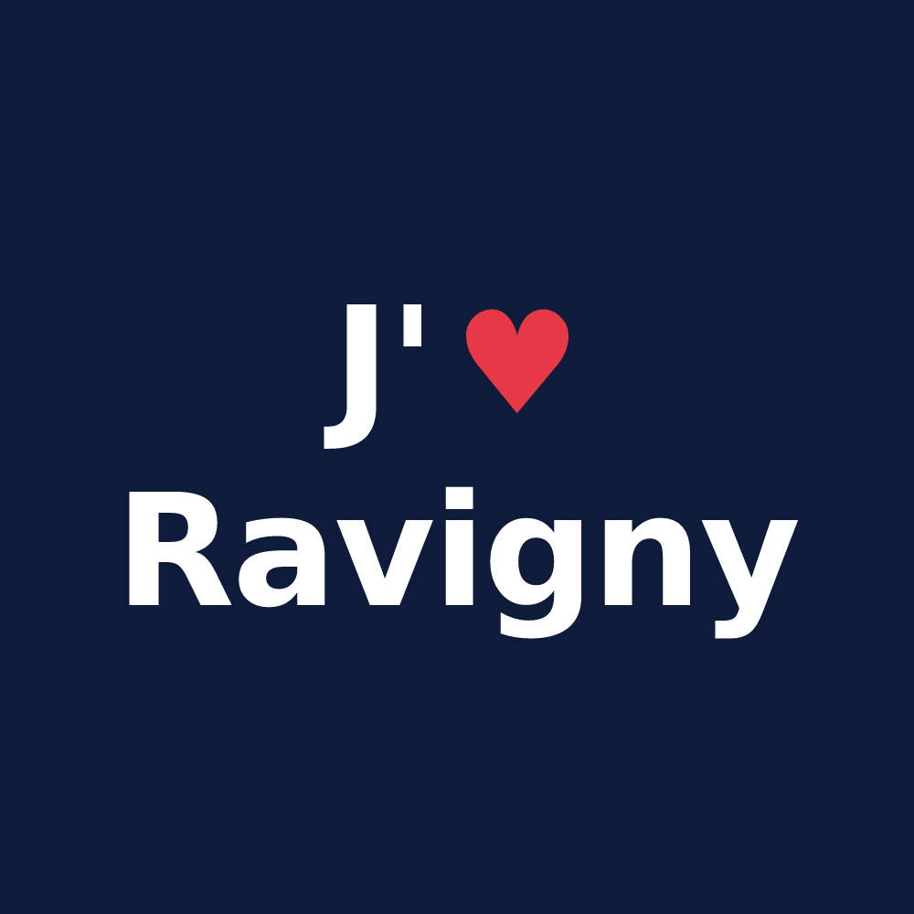 T-shirt personnalisé Ravigny — design J'aime Ravigny