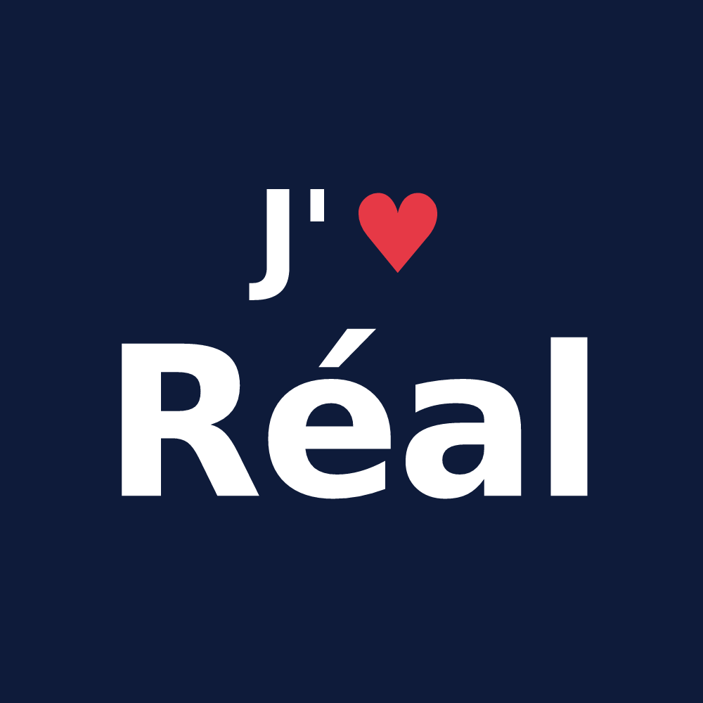 T-shirt personnalisé Réal — design J'aime Réal