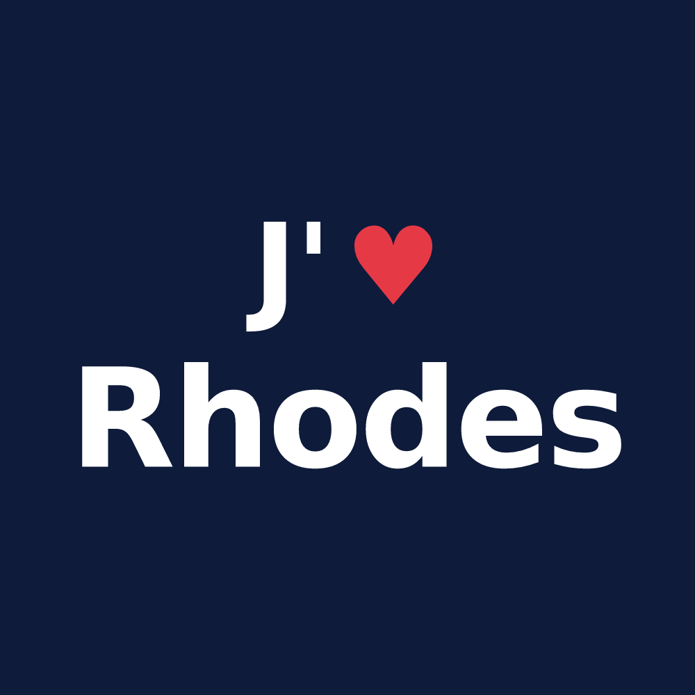 T-shirt personnalisé Rhodes — design J'aime Rhodes