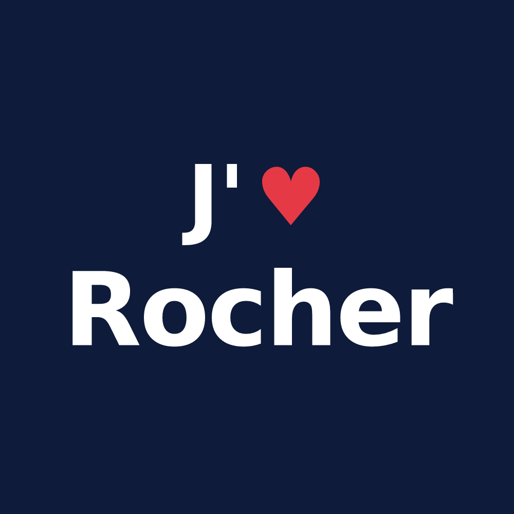 T-shirt personnalisé Rocher — design J'aime Rocher