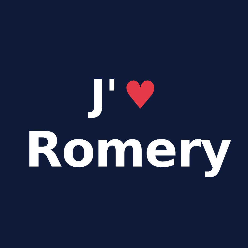 T-shirt personnalisé Romery — design J'aime Romery