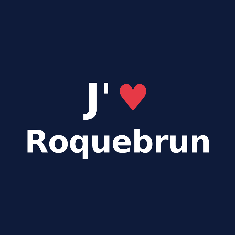 T-shirt personnalisé Roquebrun — design J'aime Roquebrun