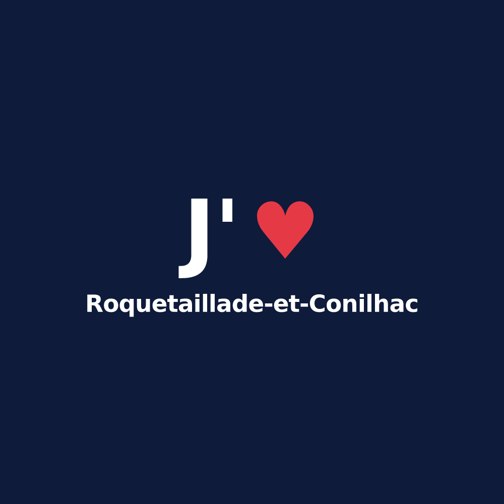 T-shirt personnalisé Roquetaillade-et-Conilhac — design « J'aime Roquetaillade-et-Conilhac » imprimé sur le t-shirt