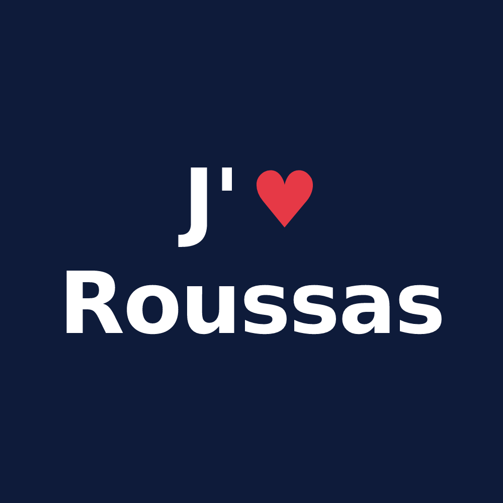 T-shirt personnalisé Roussas — design J'aime Roussas