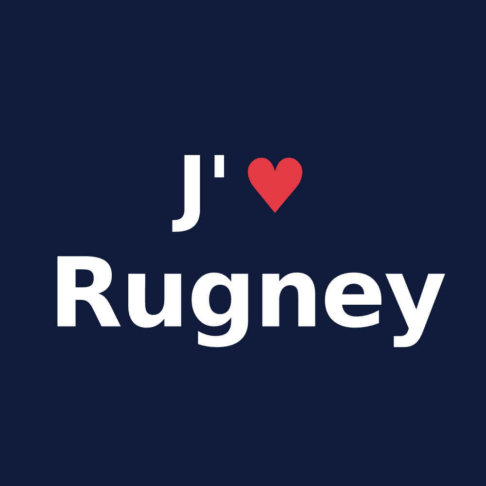 T-shirt personnalisé Rugney — design J'aime Rugney