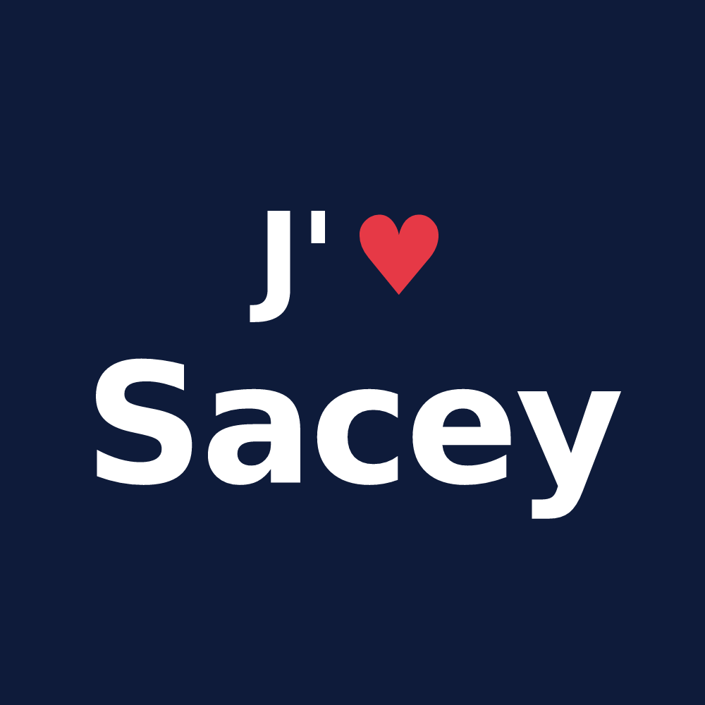 T-shirt personnalisé Sacey — design J'aime Sacey