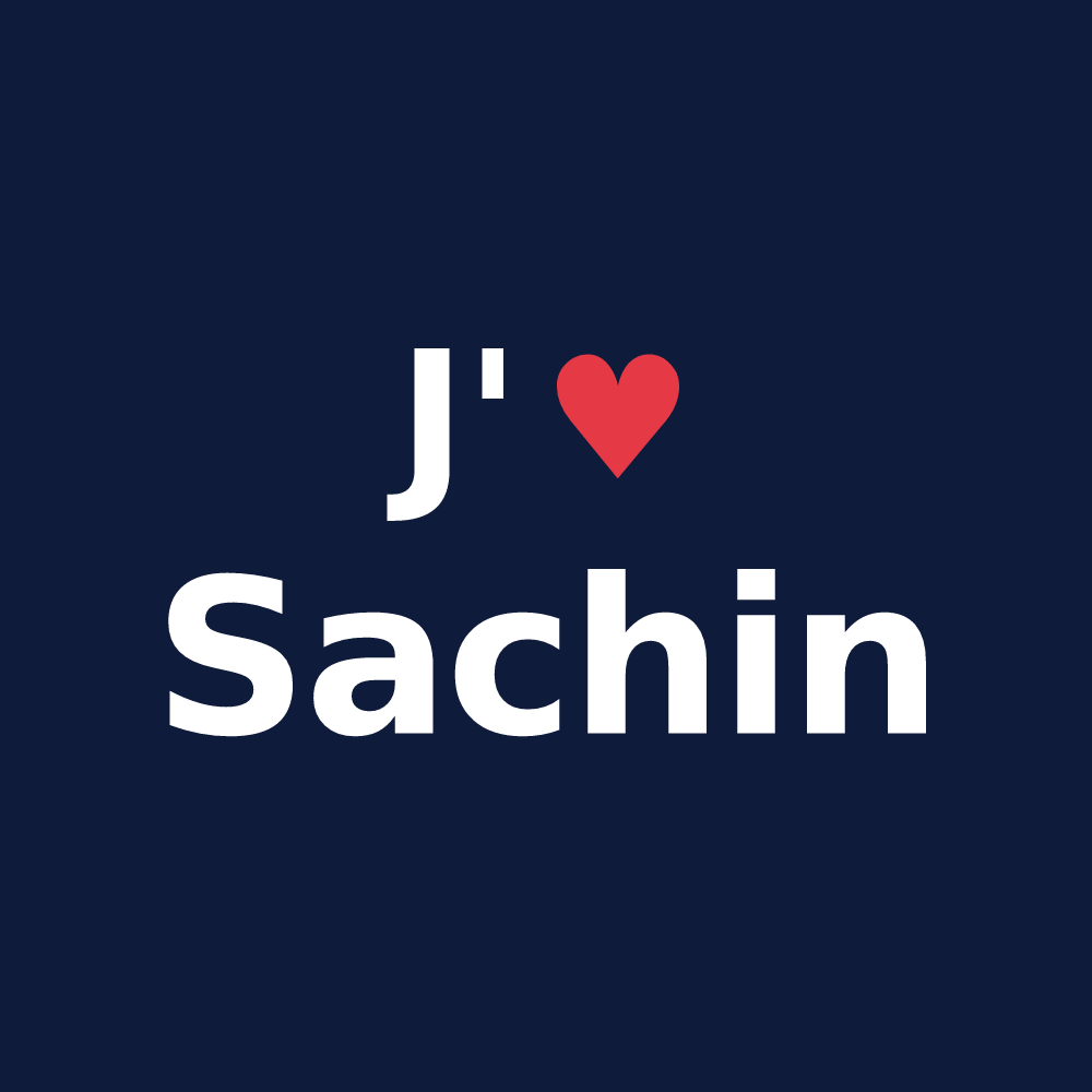 T-shirt personnalisé Sachin — design J'aime Sachin