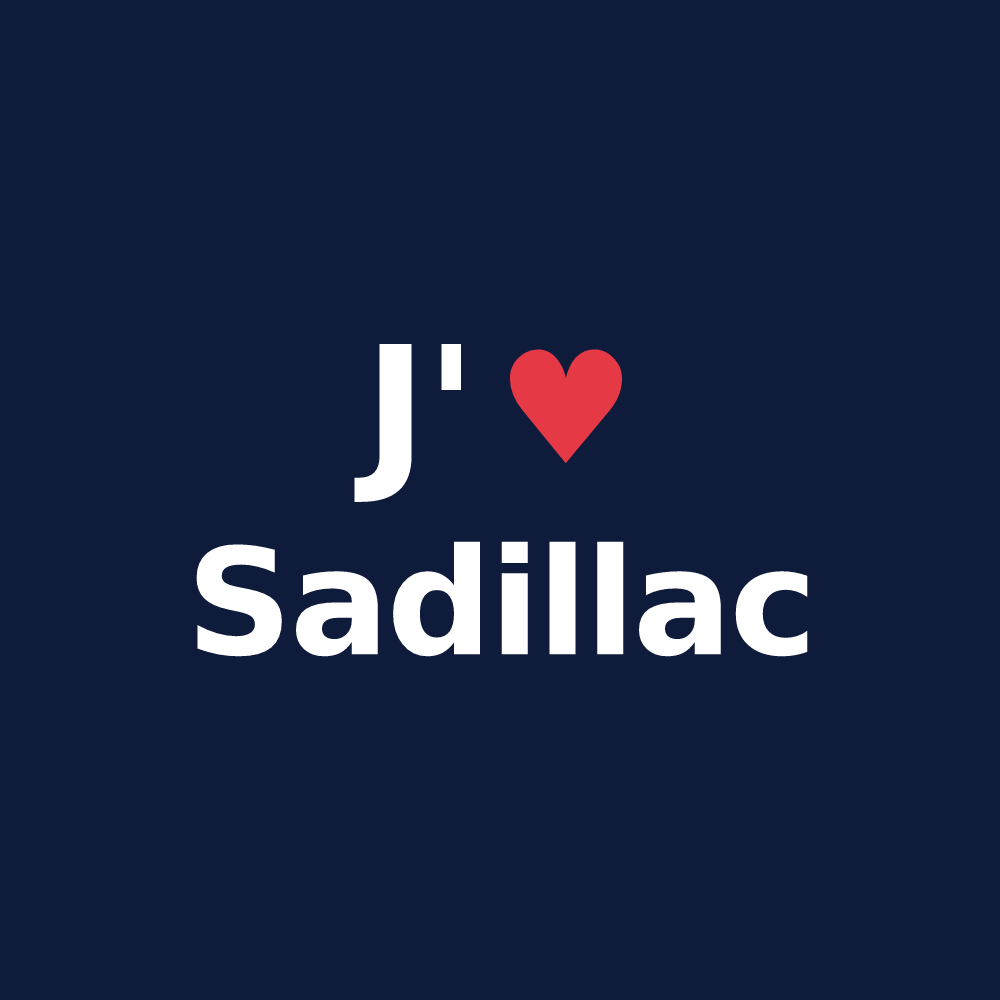 T-shirt personnalisé Sadillac — design « J'aime Sadillac » imprimé sur le t-shirt