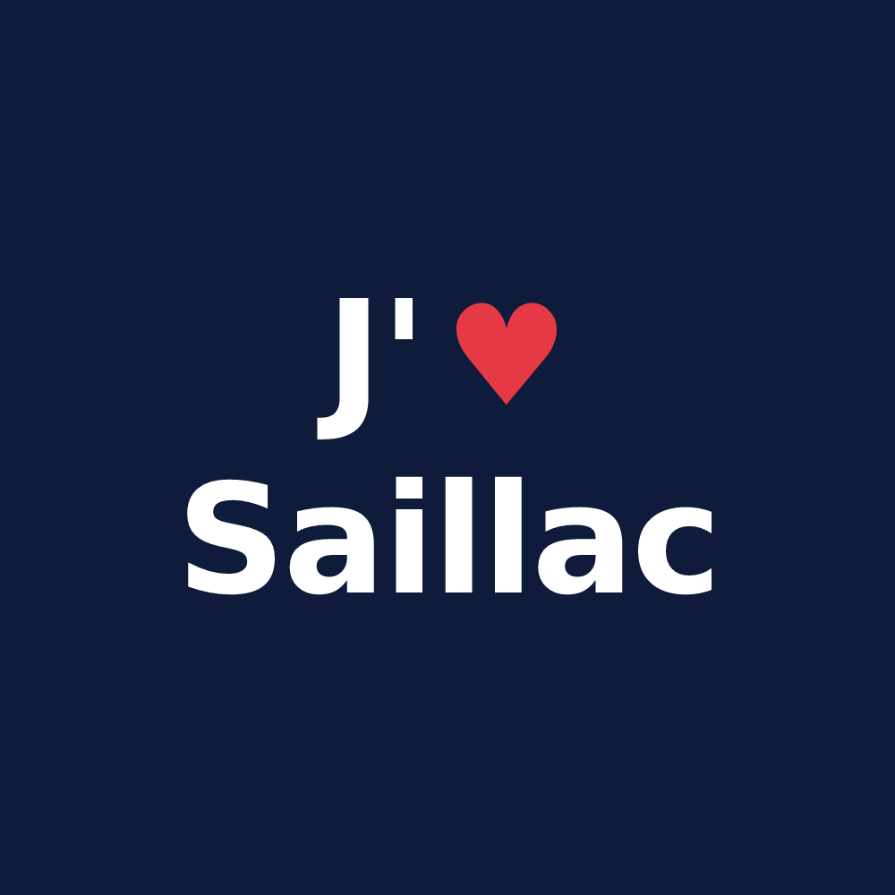 T-shirt personnalisé Saillac — design « J'aime Saillac » imprimé sur le t-shirt