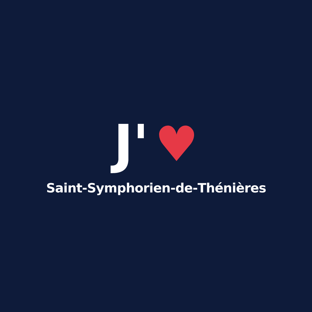 T-shirt personnalisé Saint-Symphorien-de-Thénières — design « J'aime Saint-Symphorien-de-Thénières » imprimé sur le t-shirt