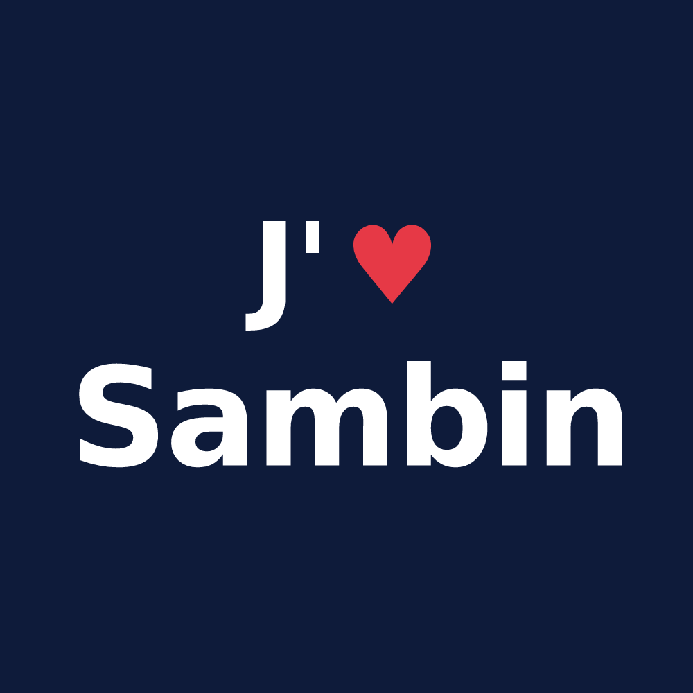 T-shirt personnalisé Sambin — design « J'aime Sambin » imprimé sur le t-shirt