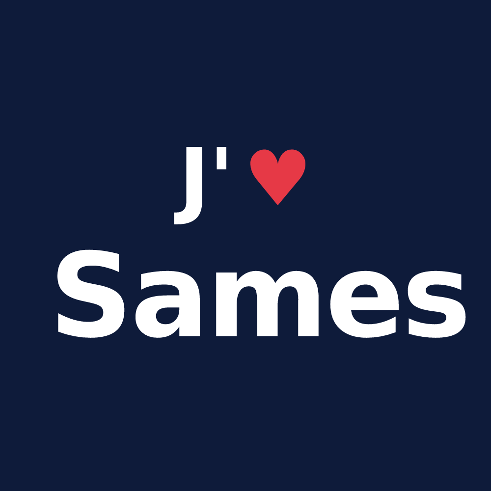 T-shirt personnalisé Sames — design « J'aime Sames » imprimé sur le t-shirt