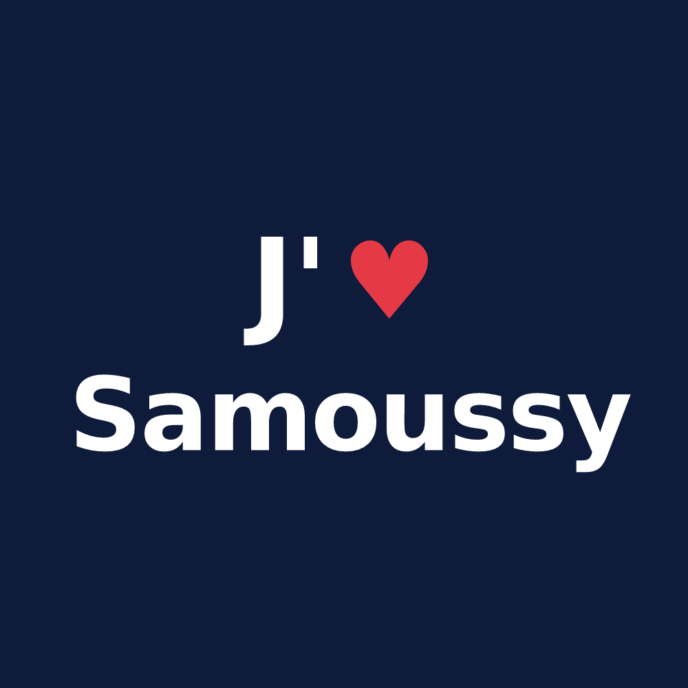 T-shirt personnalisé Samoussy — design J'aime Samoussy