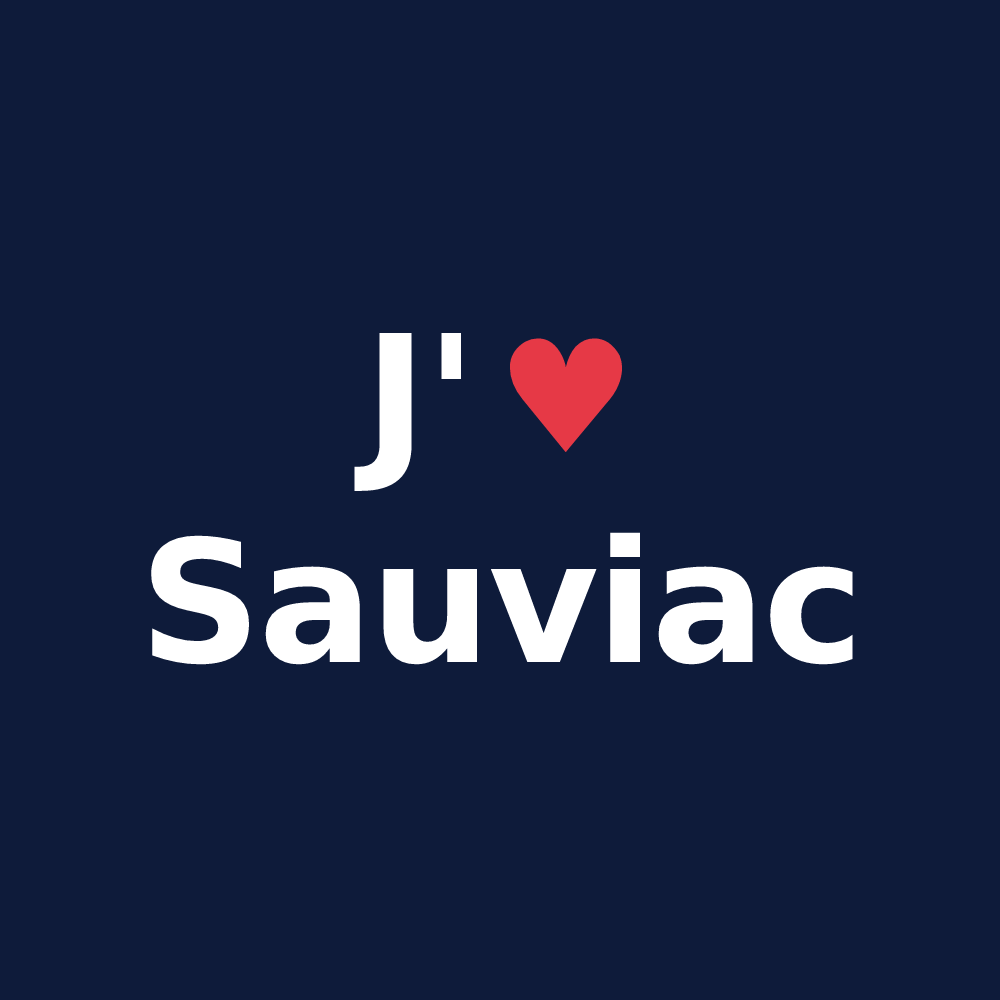 T-shirt personnalisé Sauviac — design J'aime Sauviac