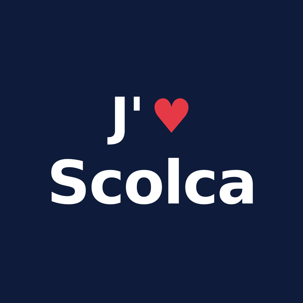 T-shirt personnalisé Scolca — design « J'aime Scolca » imprimé sur le t-shirt