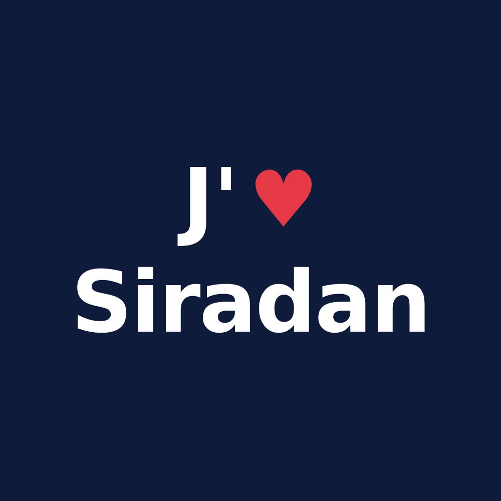 T-shirt personnalisé Siradan — design J'aime Siradan