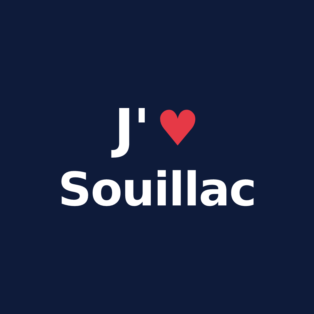 T-shirt personnalisé Souillac — design J'aime Souillac