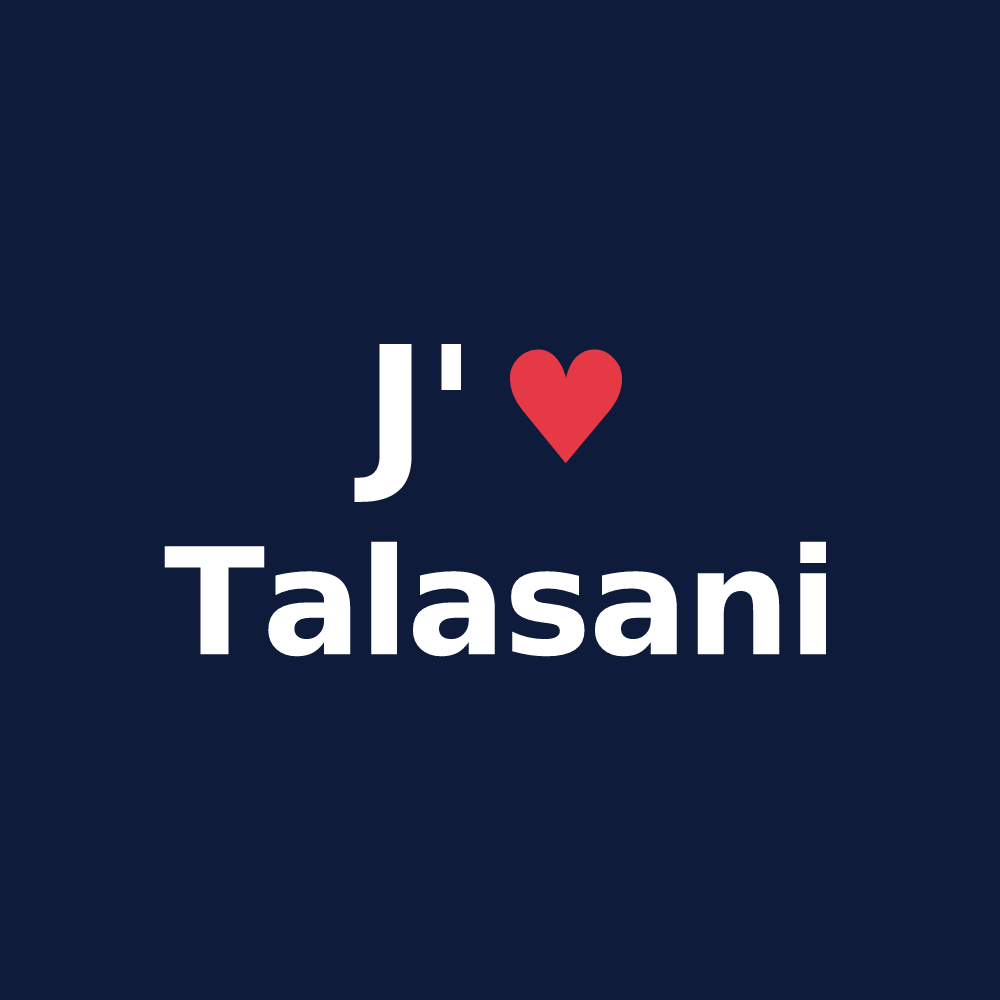 T-shirt personnalisé Talasani — design J'aime Talasani