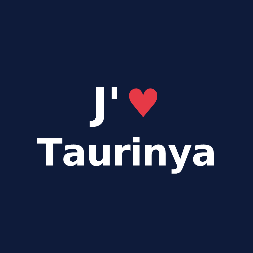 T-shirt personnalisé Taurinya — design « J'aime Taurinya » imprimé sur le t-shirt