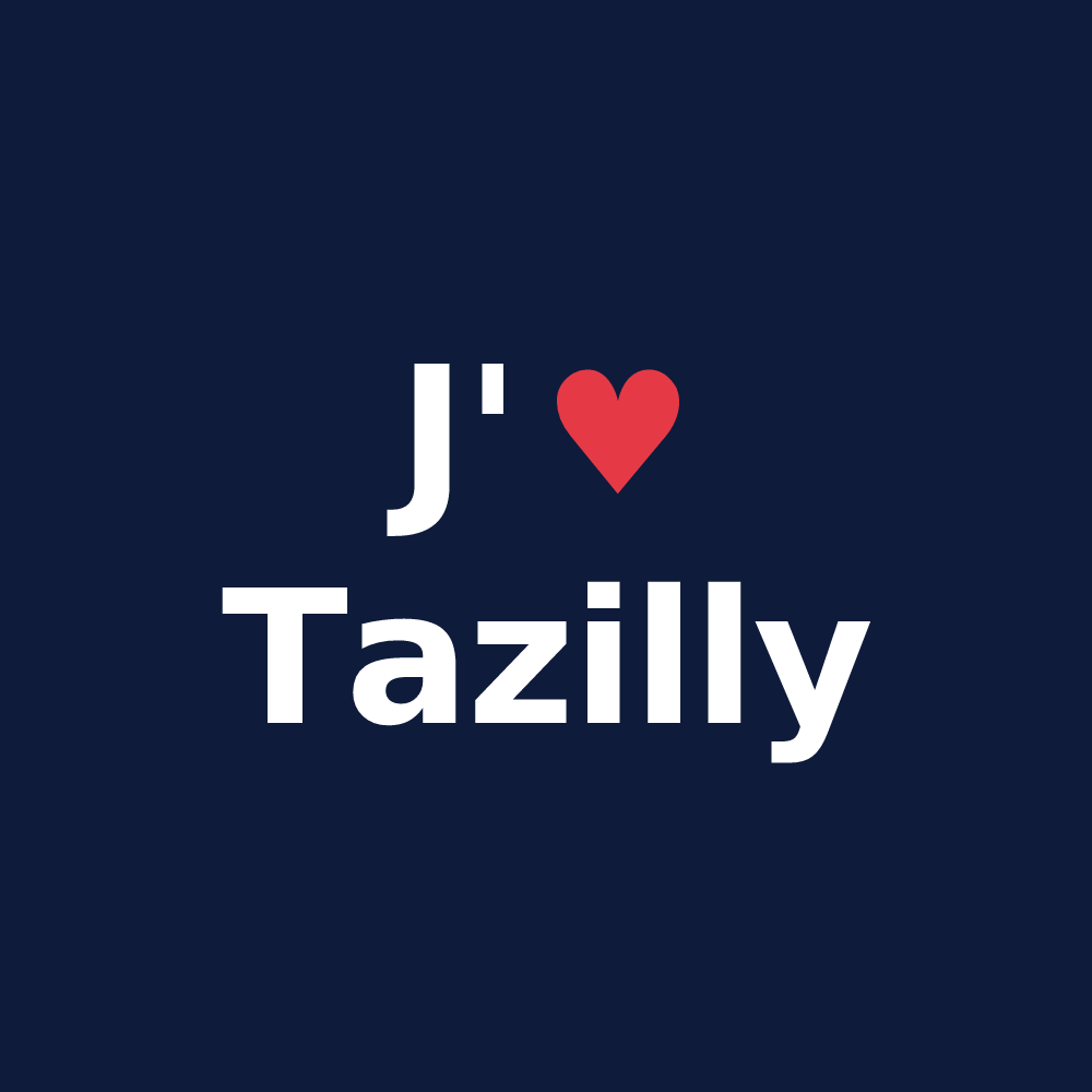 T-shirt personnalisé Tazilly — design J'aime Tazilly