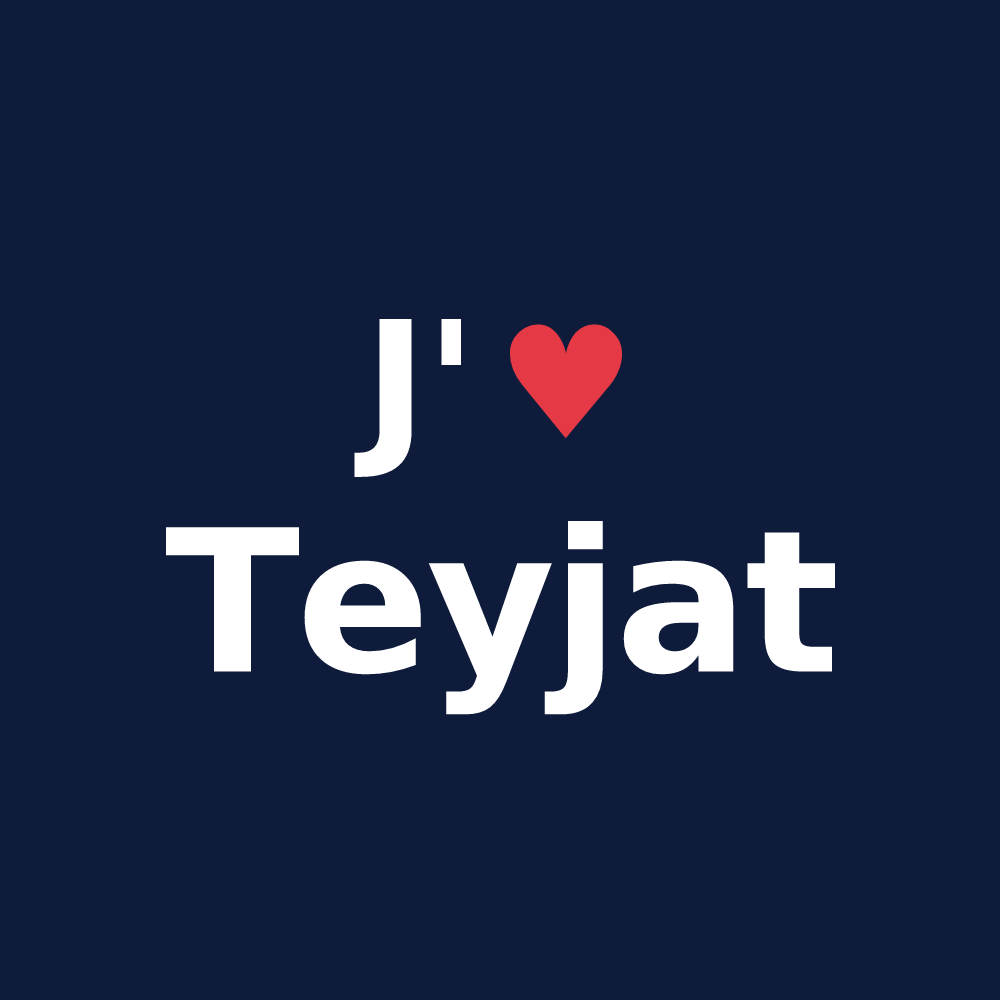 T-shirt personnalisé Teyjat — design J'aime Teyjat