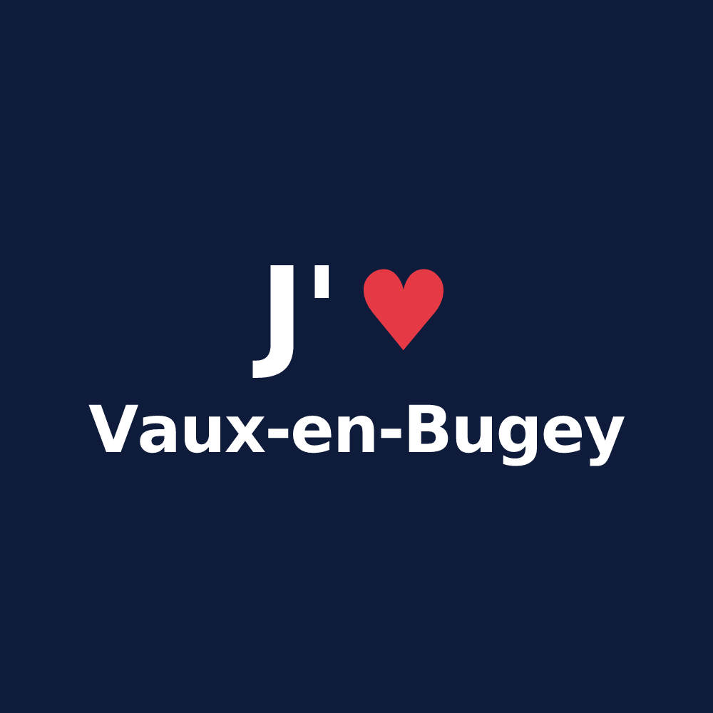 T-shirt personnalisé Vaux-en-Bugey — design « J'aime Vaux-en-Bugey » imprimé sur le t-shirt
