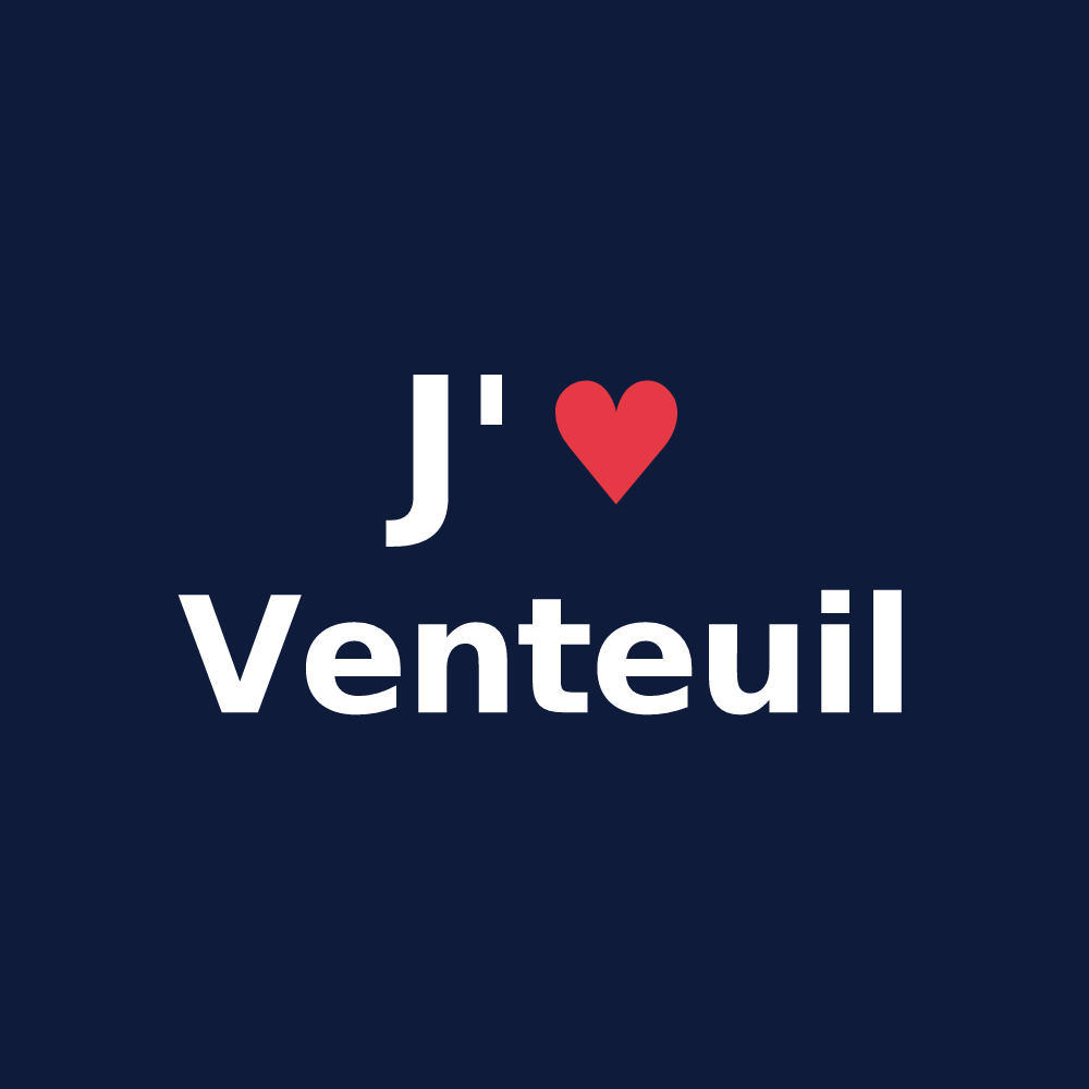 T-shirt personnalisé Venteuil — design « J'aime Venteuil » imprimé sur le t-shirt